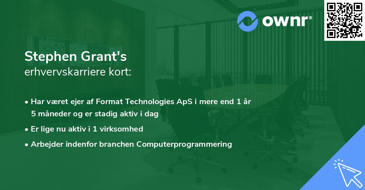 Stephen Grant's erhvervskarriere kort