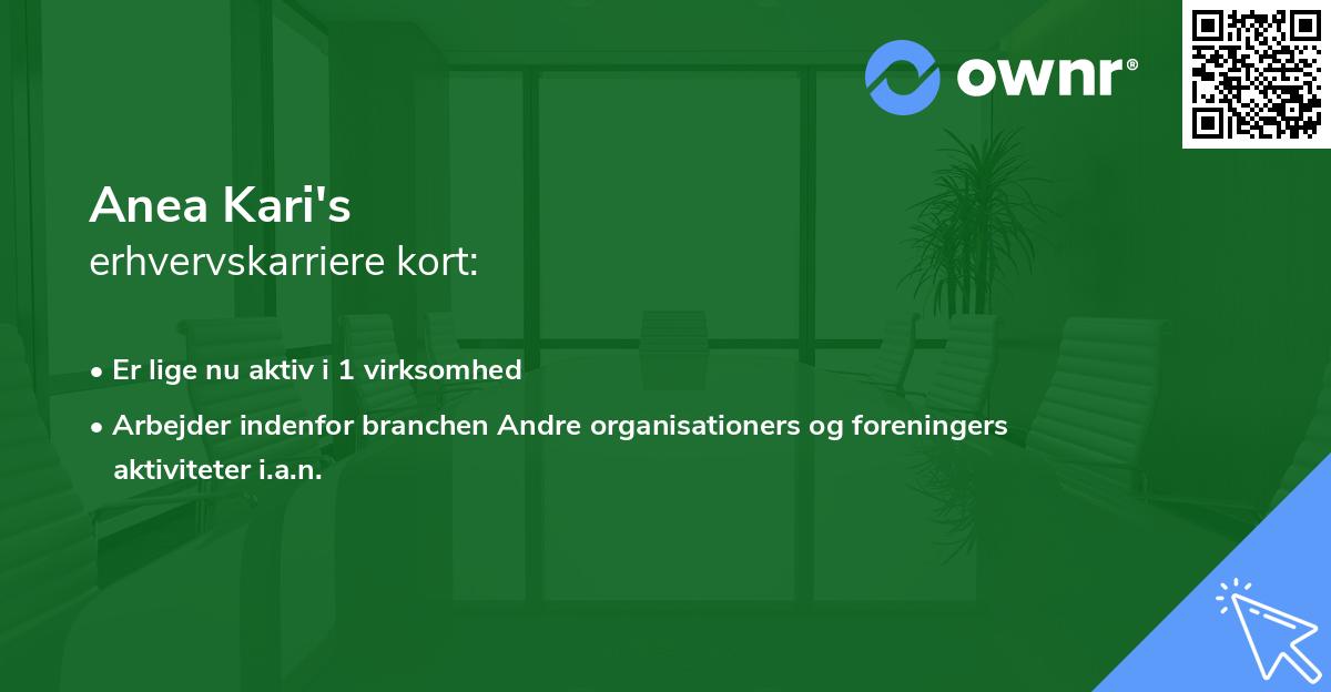 Anea Kari's erhvervskarriere kort