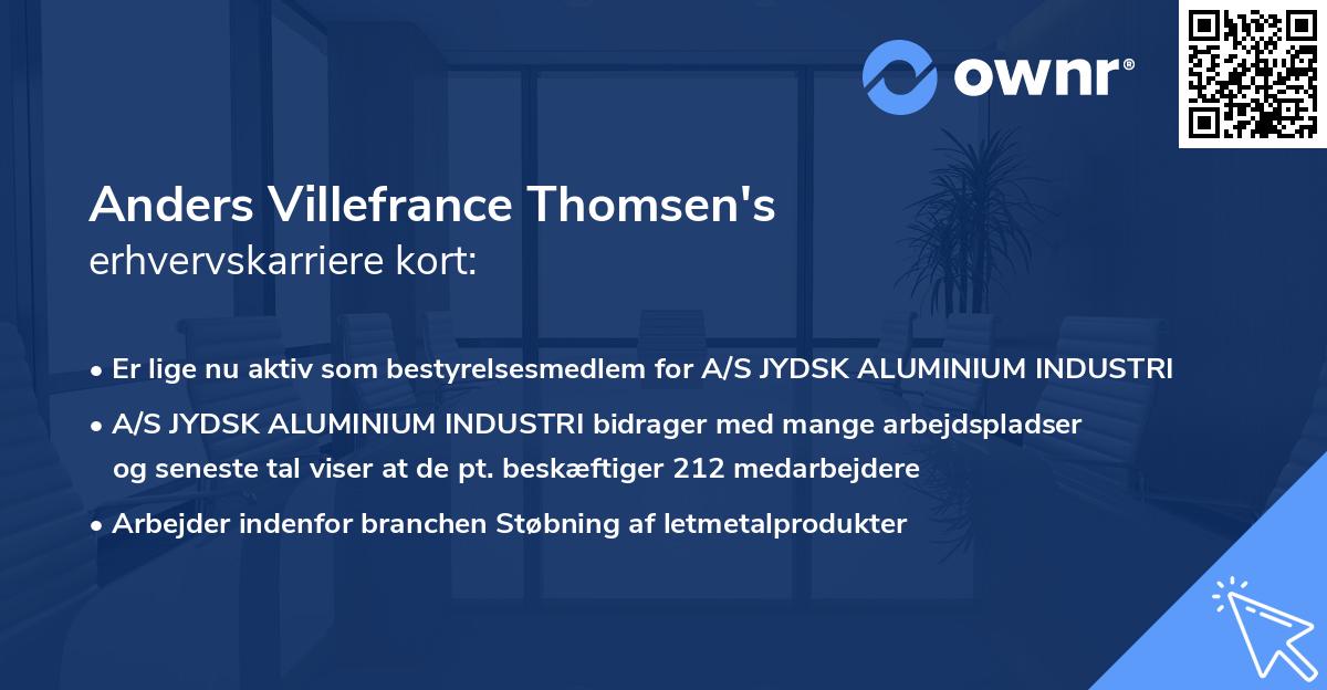 Anders Villefrance Thomsen's erhvervskarriere kort