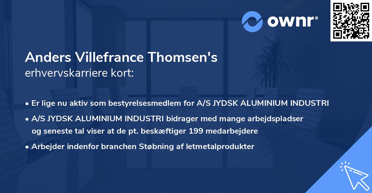 Anders Villefrance Thomsen's erhvervskarriere kort