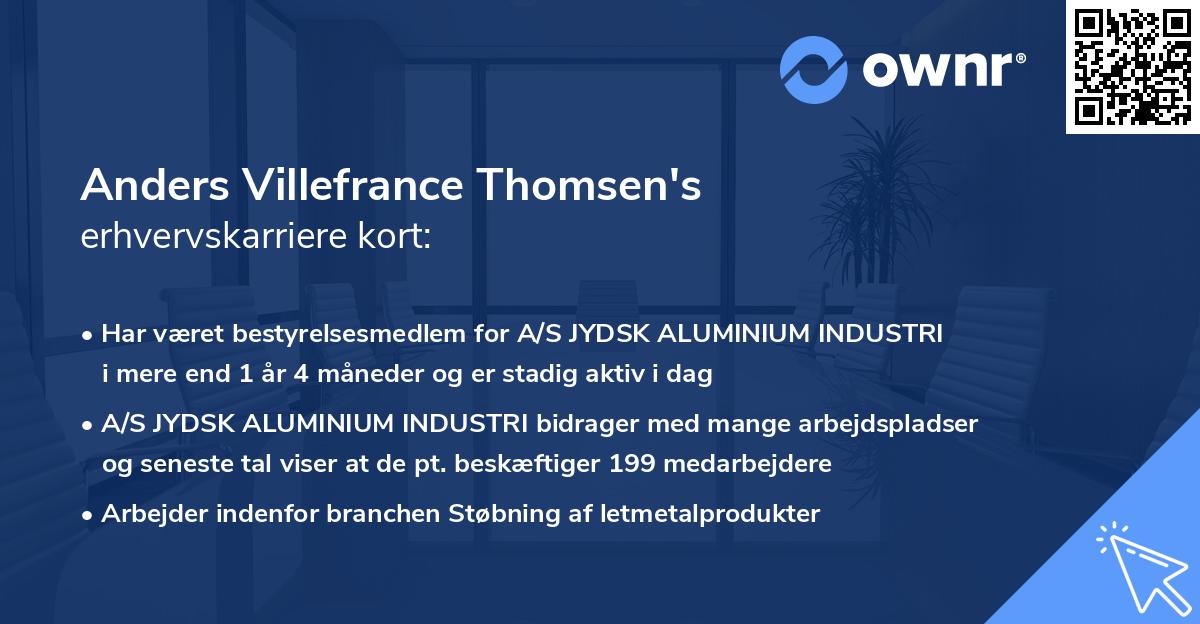 Anders Villefrance Thomsen's erhvervskarriere kort