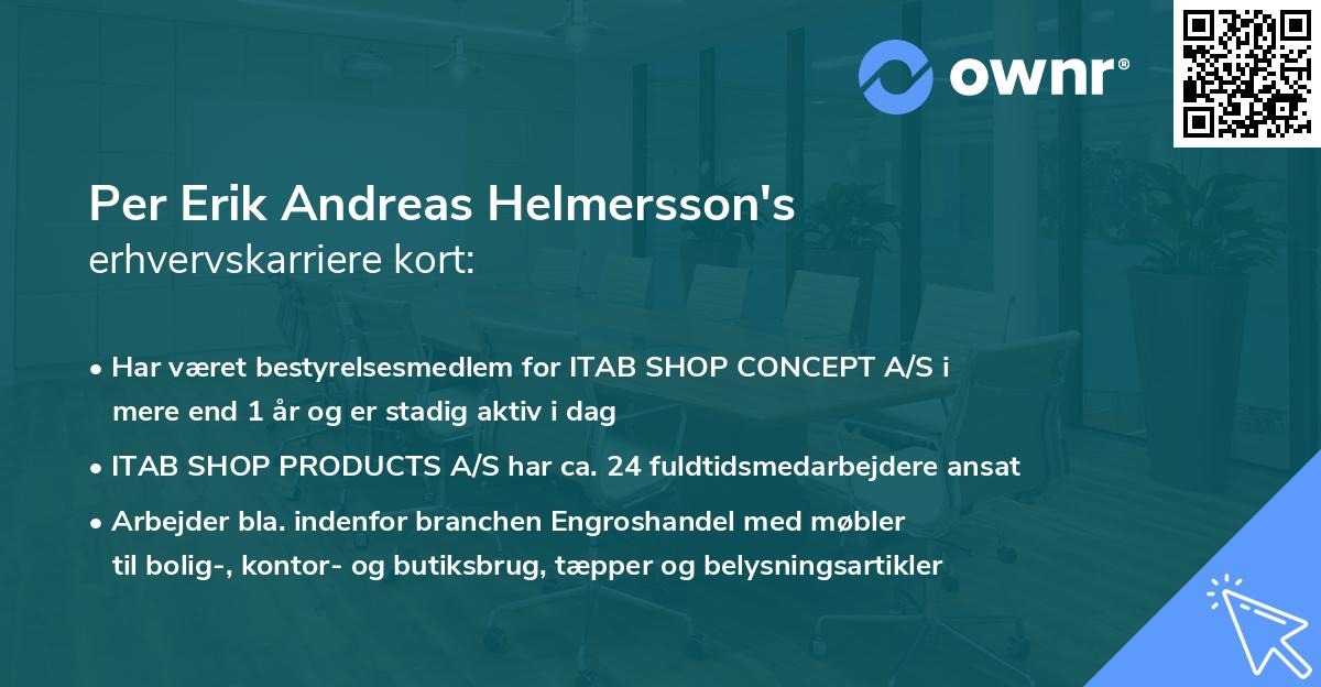 Per Erik Andreas Helmersson's erhvervskarriere kort