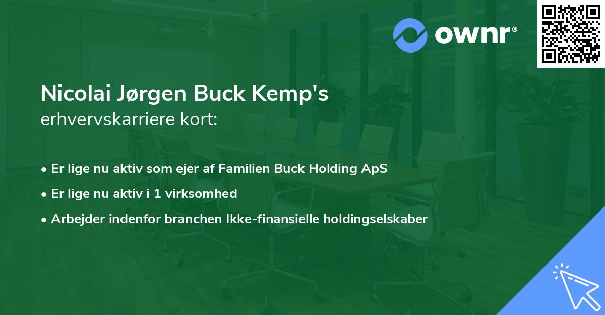 Nicolai Jørgen Buck Kemp's erhvervskarriere kort