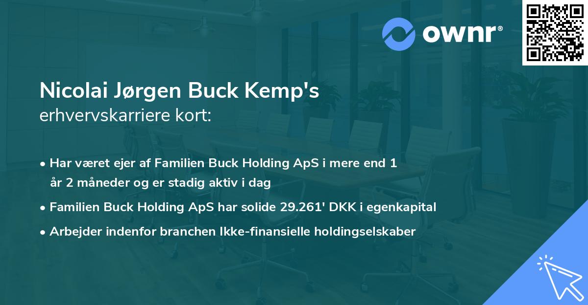Nicolai Jørgen Buck Kemp's erhvervskarriere kort