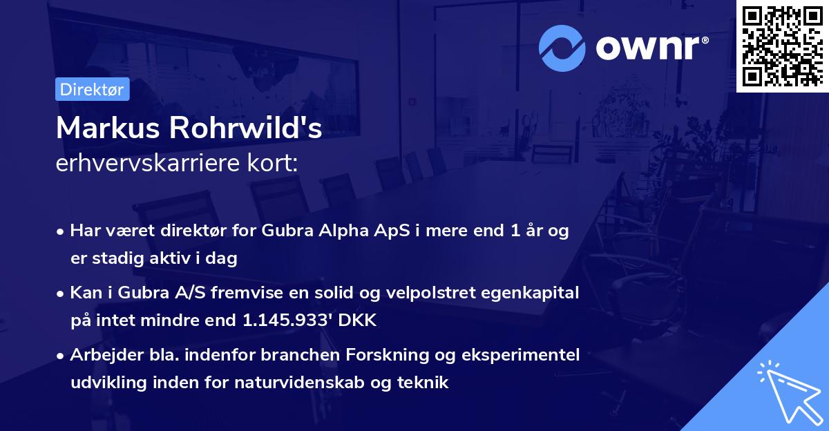 Markus Rohrwild's erhvervskarriere kort