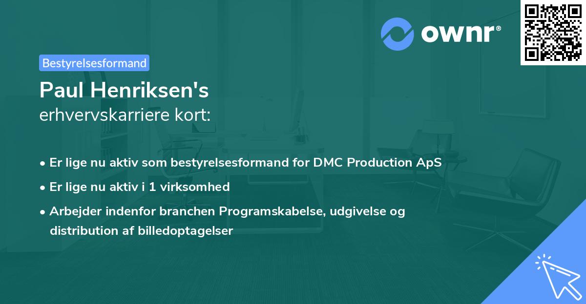 Paul Henriksen's erhvervskarriere kort