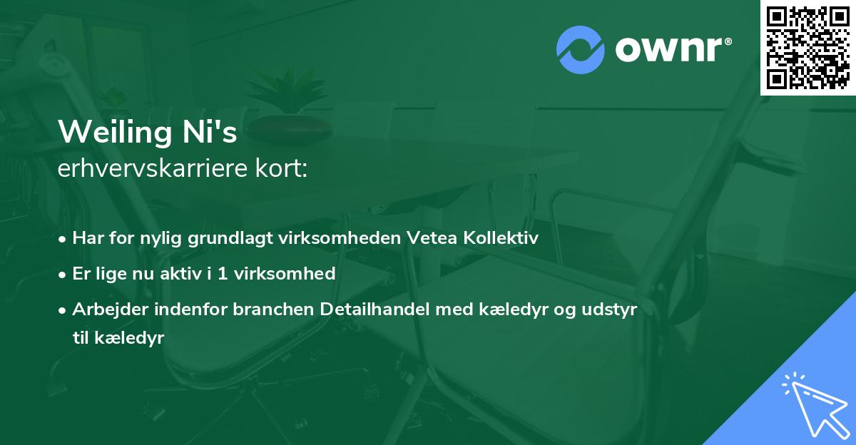 Weiling Ni's erhvervskarriere kort