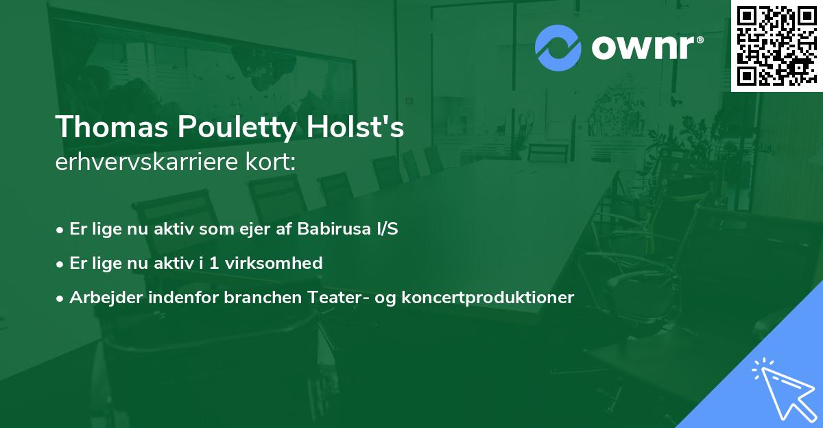 Thomas Pouletty Holst's erhvervskarriere kort