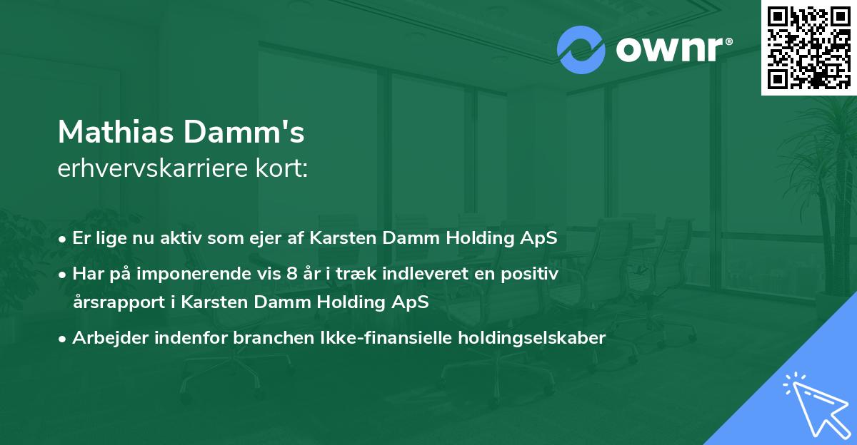 Mathias Damm's erhvervskarriere kort