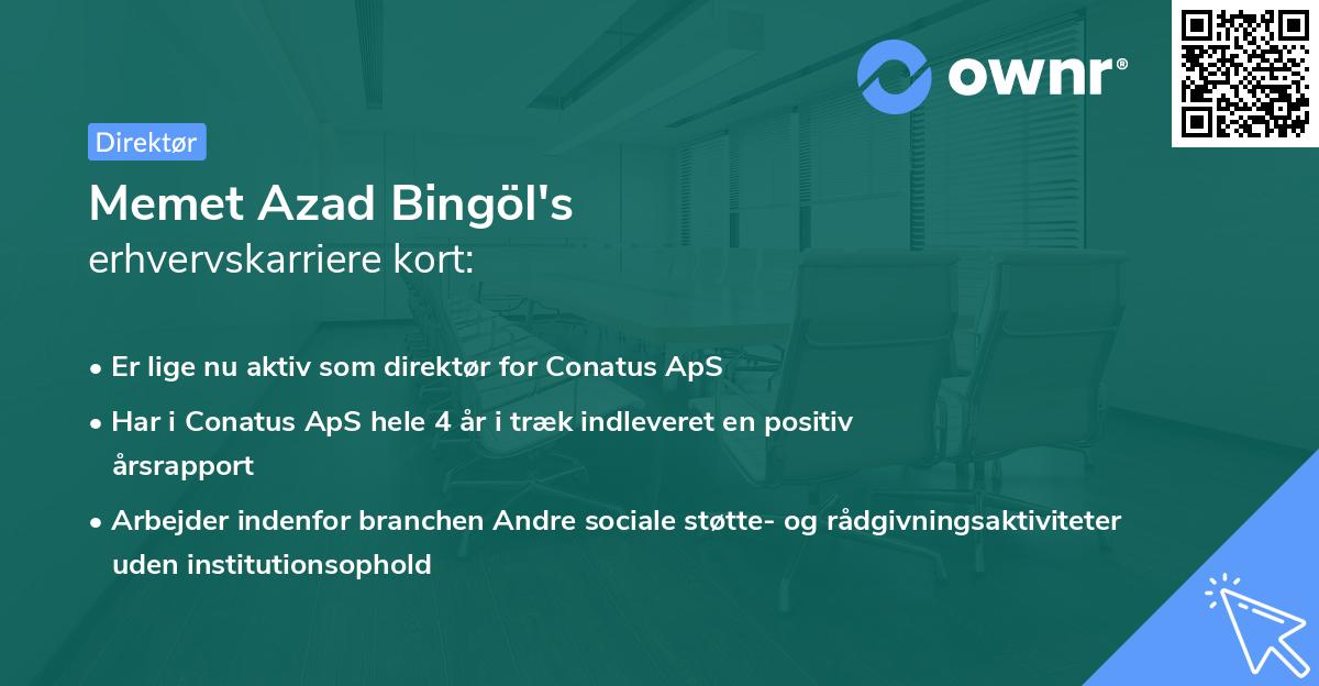 Memet Azad Bingöl's erhvervskarriere kort