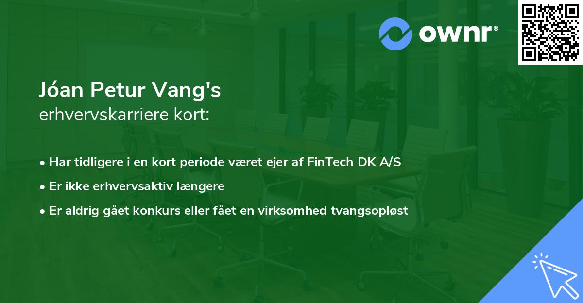 Jóan Petur Vang's erhvervskarriere kort