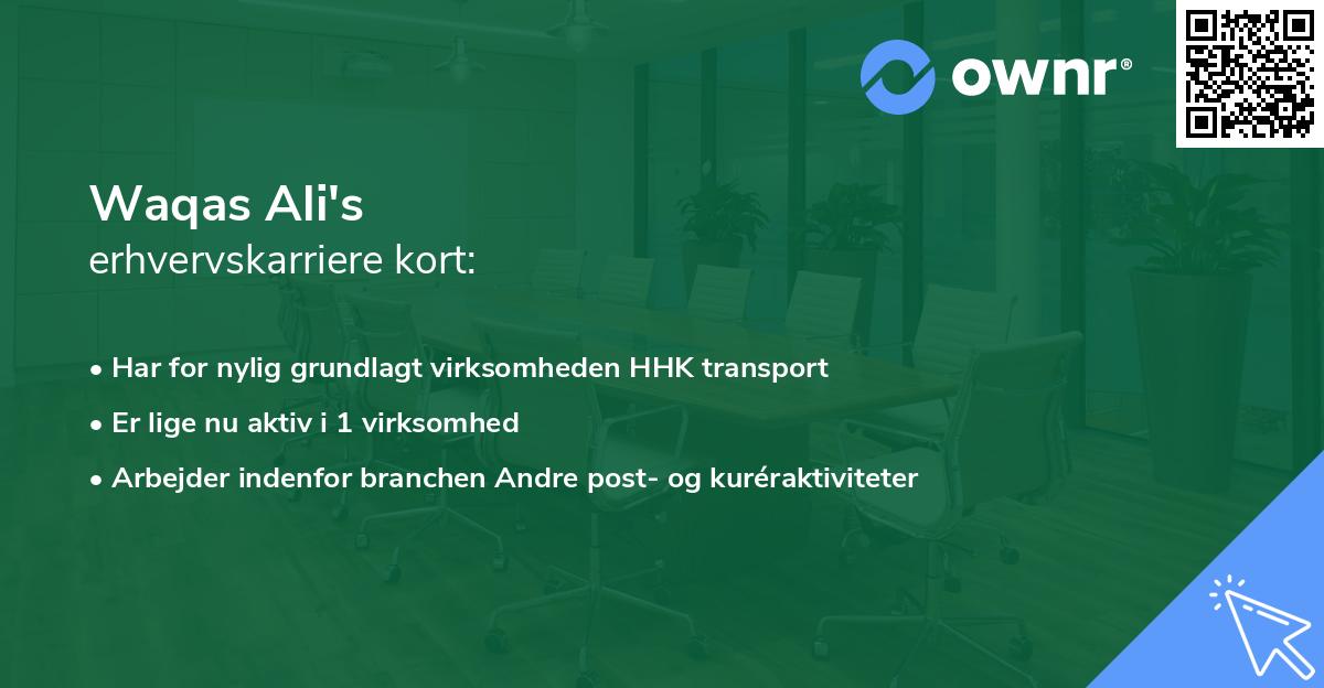 Waqas Ali's erhvervskarriere kort