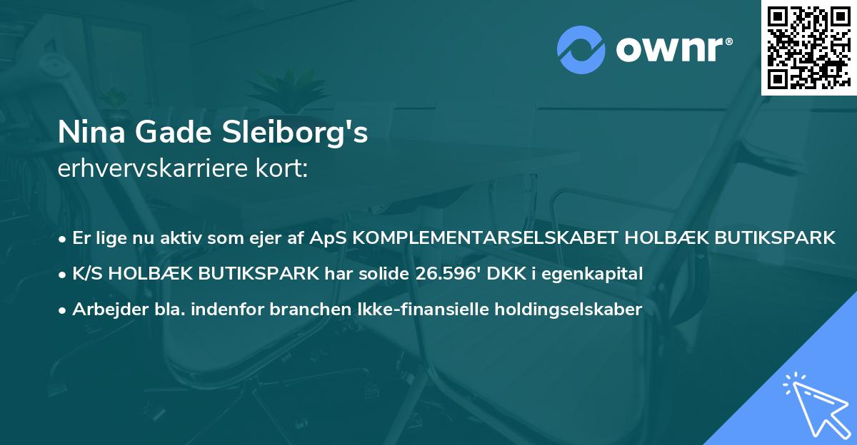 Nina Gade Sleiborg's erhvervskarriere kort