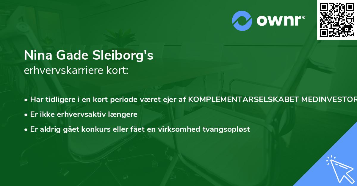 Nina Gade Sleiborg's erhvervskarriere kort