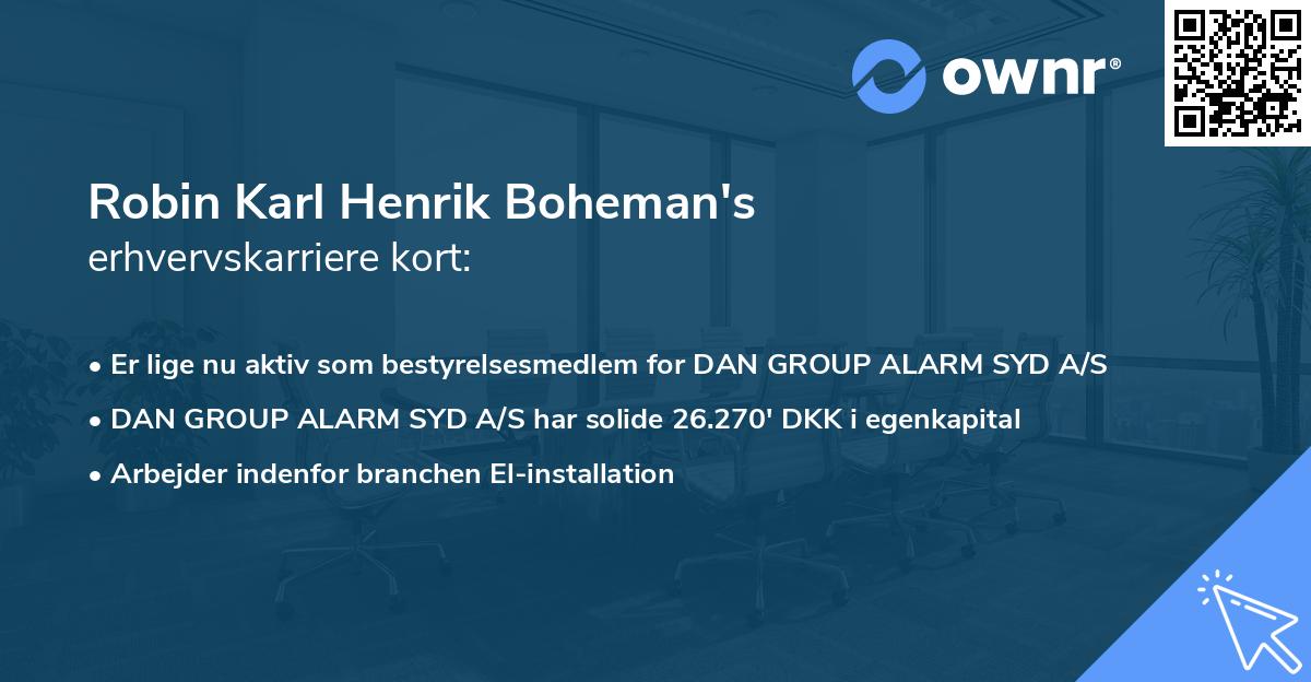 Robin Karl Henrik Boheman's erhvervskarriere kort