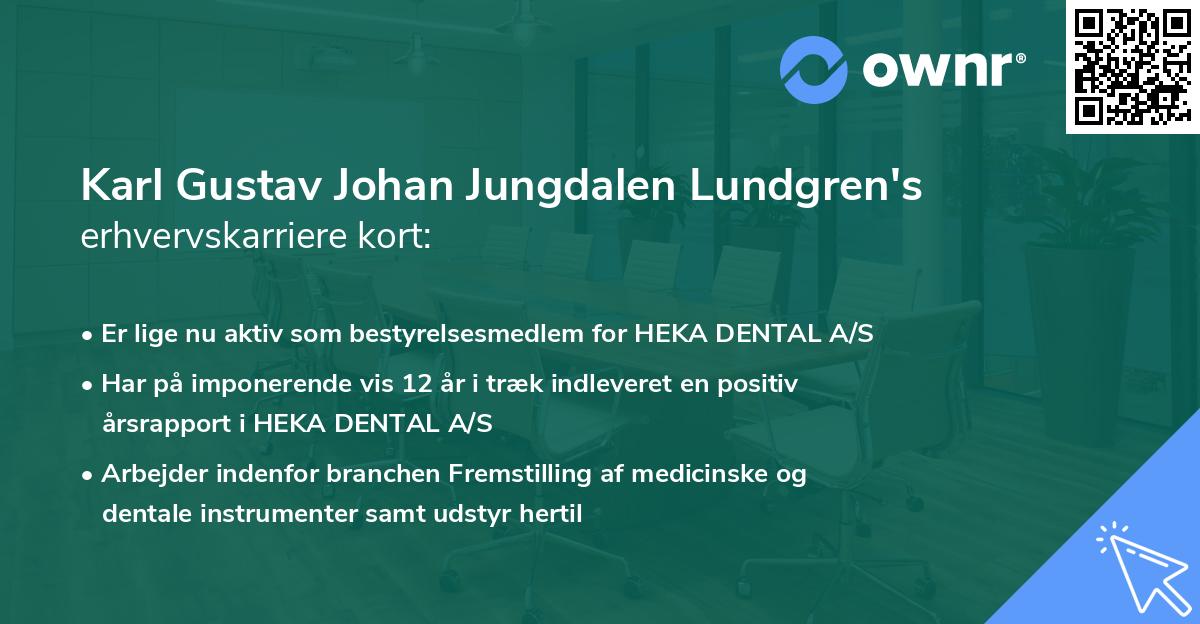 Karl Gustav Johan Jungdalen Lundgren's erhvervskarriere kort