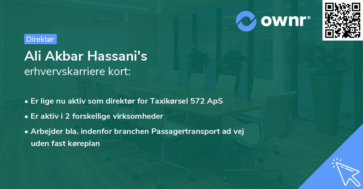 Ali Akbar Hassani's erhvervskarriere kort