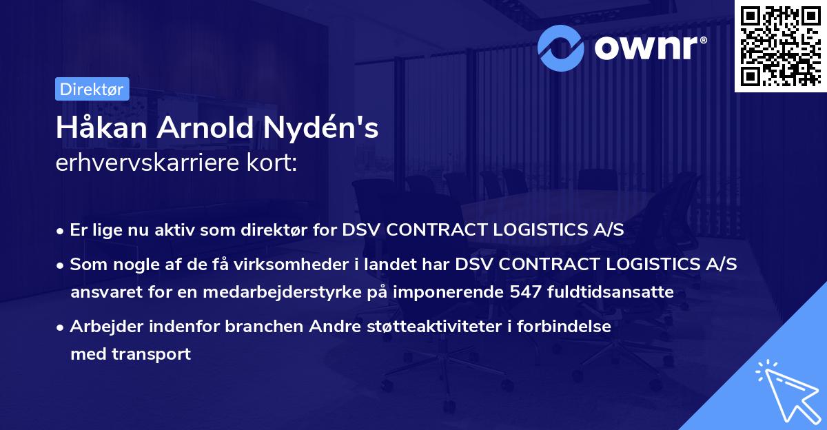 Håkan Arnold Nydén's erhvervskarriere kort