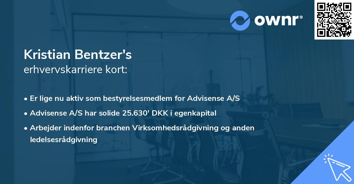 Kristian Bentzer's erhvervskarriere kort