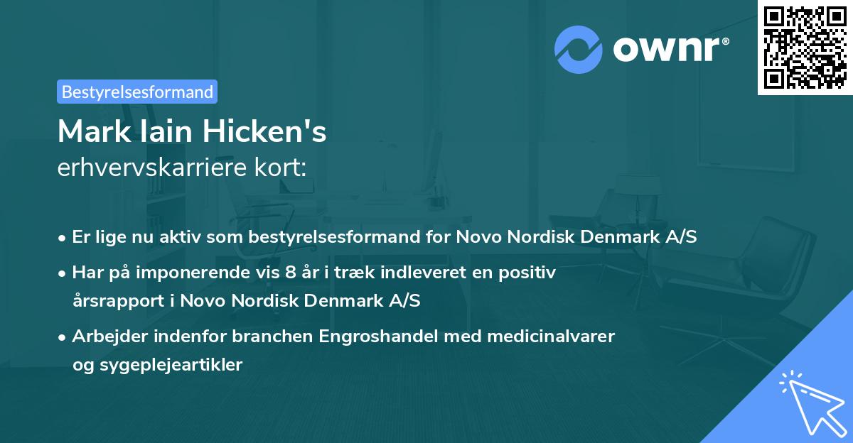 Mark Iain Hicken's erhvervskarriere kort