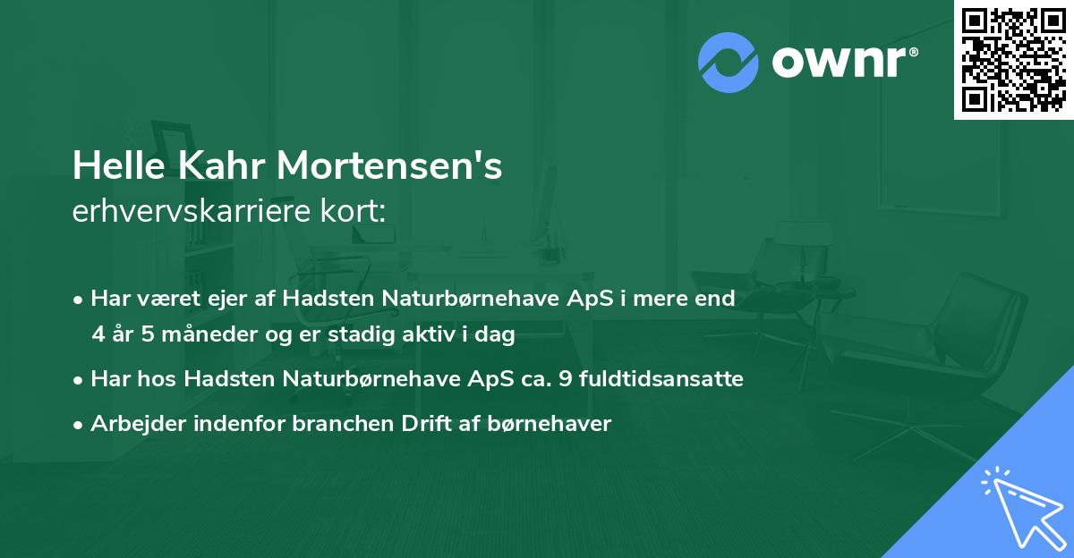 Helle Kahr Mortensen's erhvervskarriere kort