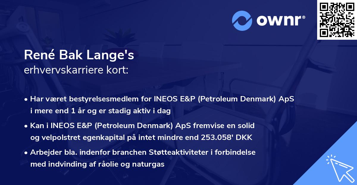 René Bak Lange's erhvervskarriere kort