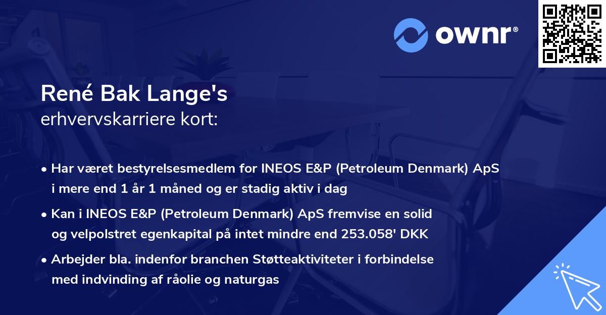 René Bak Lange's erhvervskarriere kort