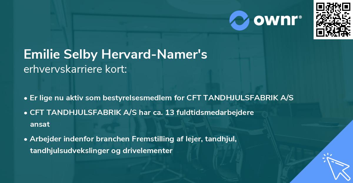 Emilie Selby Hervard-Namer's erhvervskarriere kort