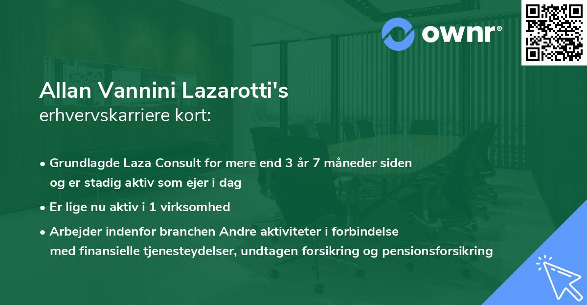Allan Vannini Lazarotti's erhvervskarriere kort