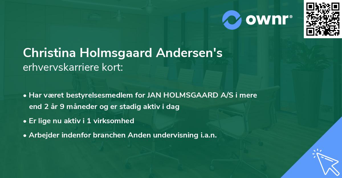 Christina Holmsgaard Andersen's erhvervskarriere kort