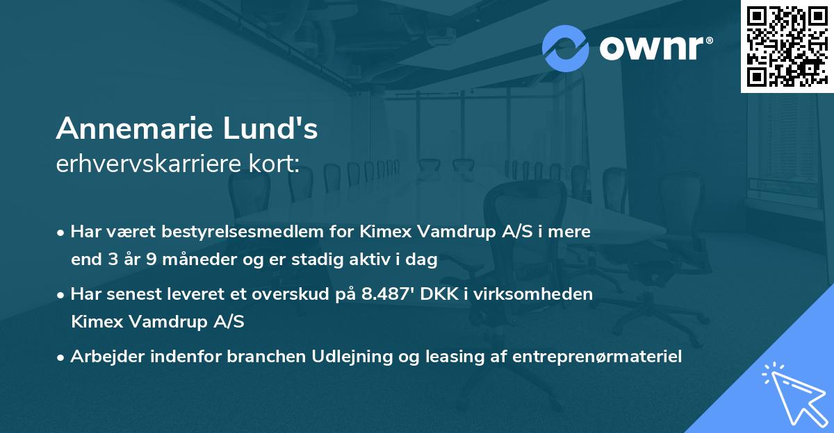 Annemarie Lund's erhvervskarriere kort