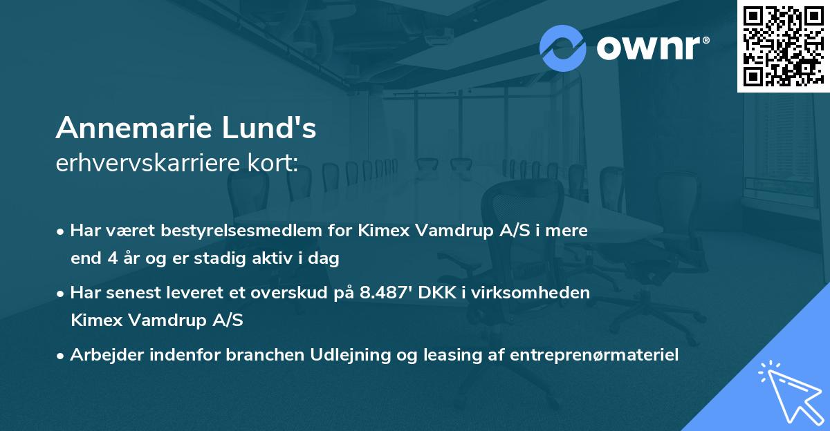 Annemarie Lund's erhvervskarriere kort