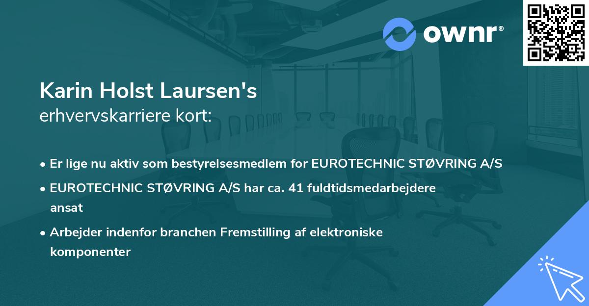 Karin Holst Laursen's erhvervskarriere kort
