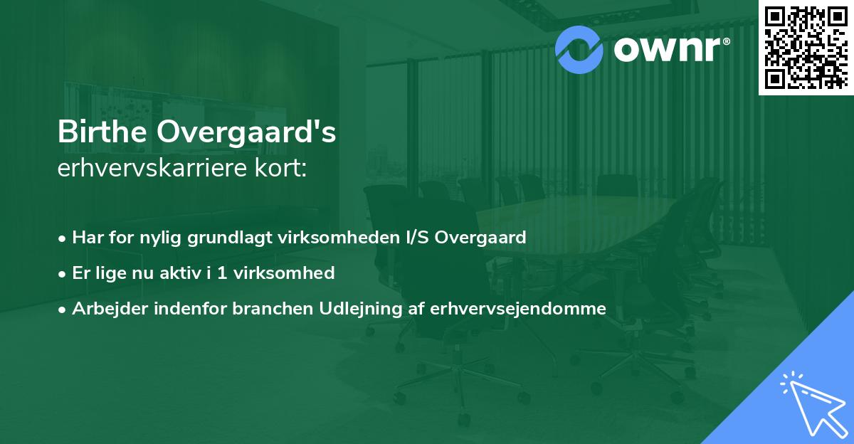 Birthe Overgaard's erhvervskarriere kort