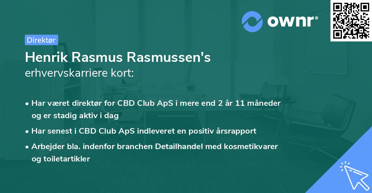 Henrik Rasmus Rasmussen's erhvervskarriere kort