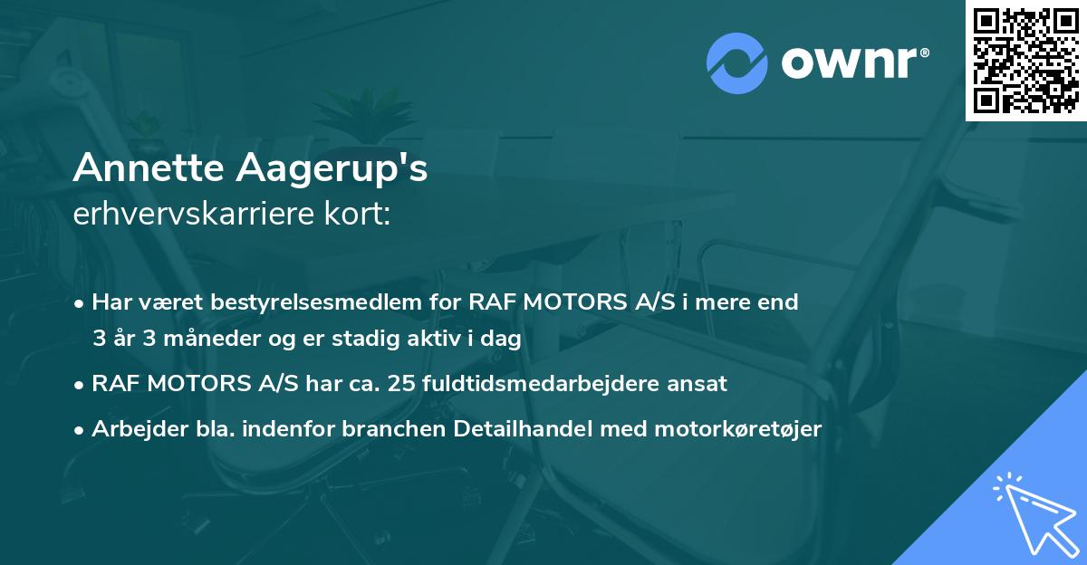 Annette Aagerup's erhvervskarriere kort