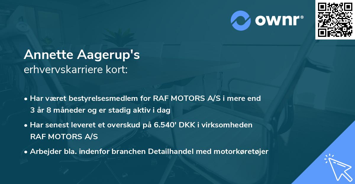 Annette Aagerup's erhvervskarriere kort