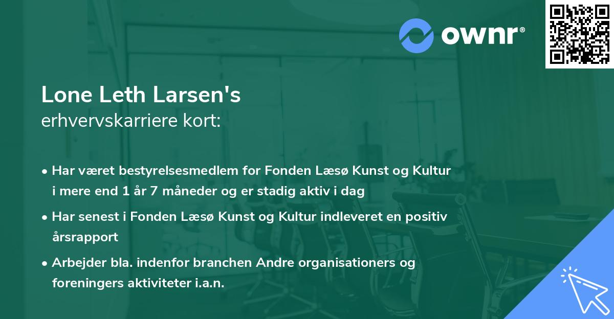 Lone Leth Larsen's erhvervskarriere kort