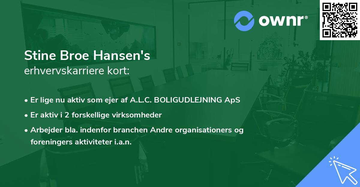 Stine Broe Hansen's erhvervskarriere kort