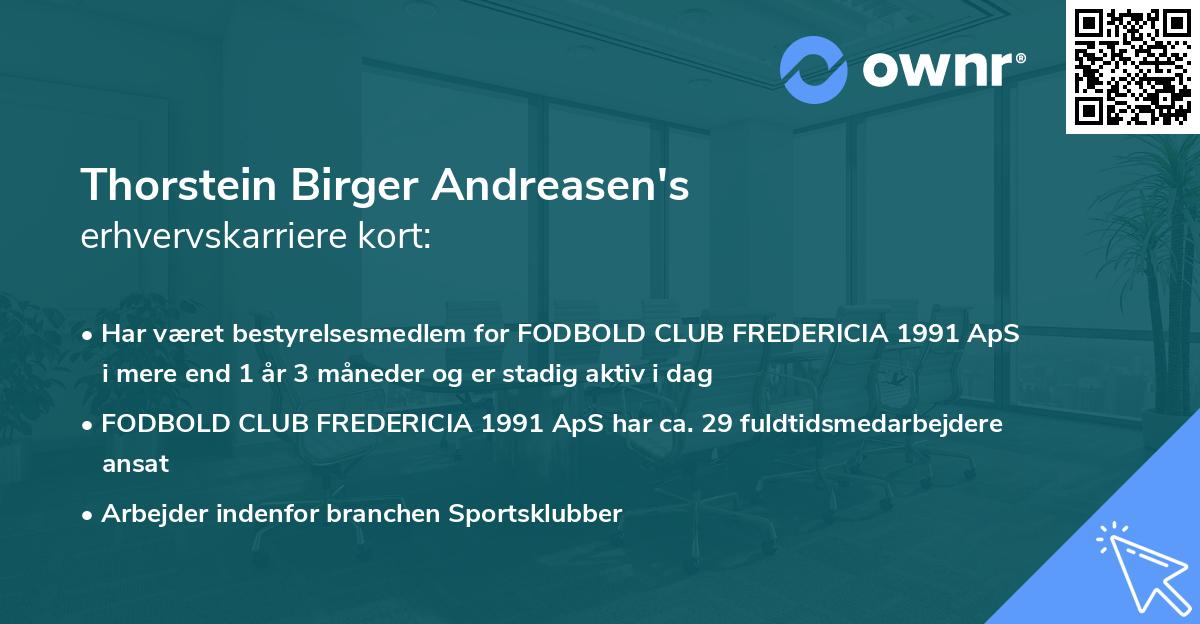 Thorstein Birger Andreasen's erhvervskarriere kort