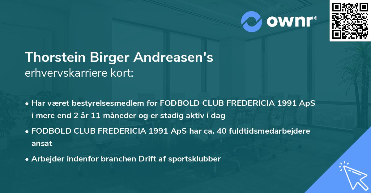 Thorstein Birger Andreasen's erhvervskarriere kort