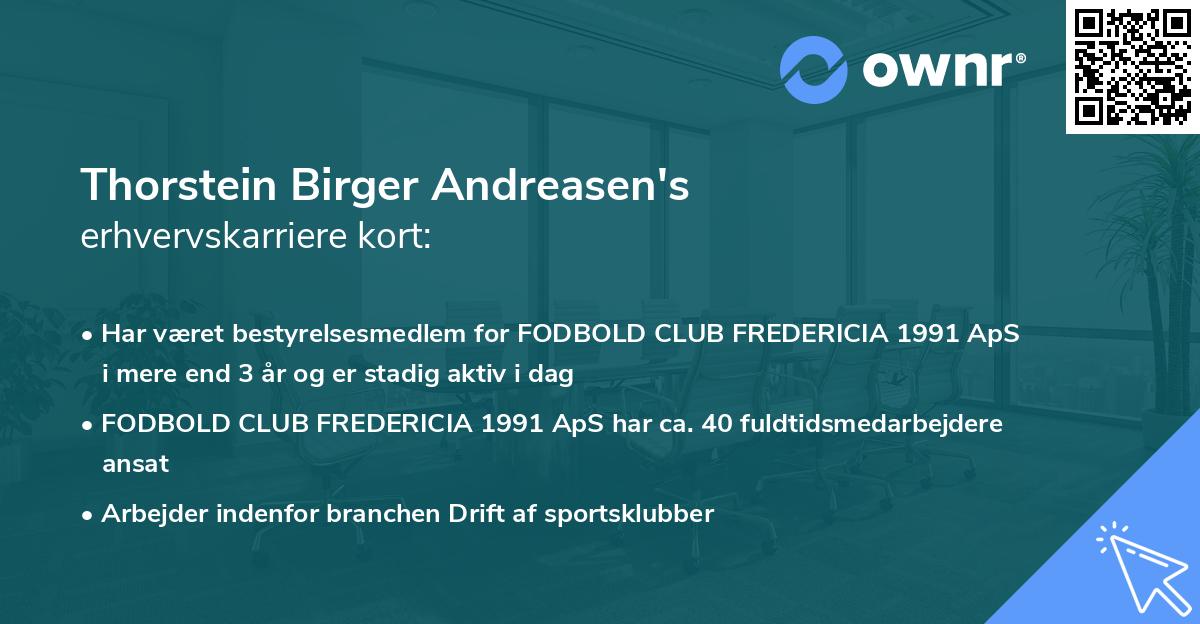 Thorstein Birger Andreasen's erhvervskarriere kort