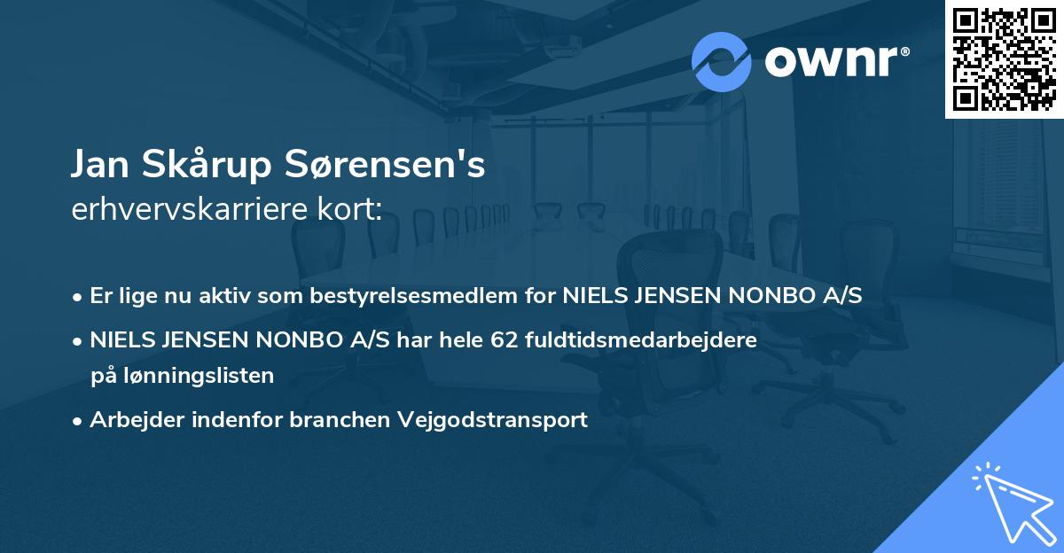 Jan Skårup Sørensen's erhvervskarriere kort