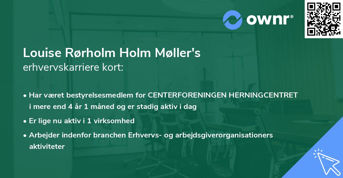 Louise Rørholm Holm Møller's erhvervskarriere kort