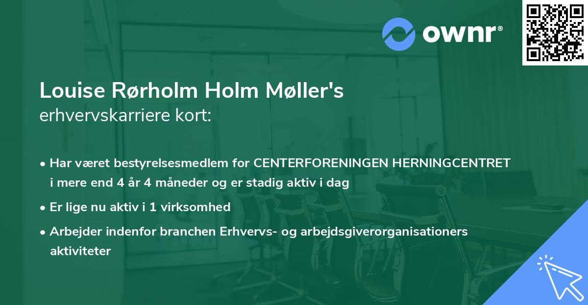 Louise Rørholm Holm Møller's erhvervskarriere kort