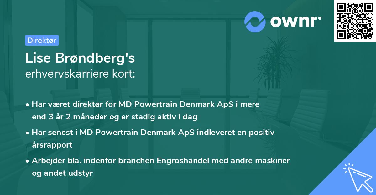 Lise Brøndberg's erhvervskarriere kort