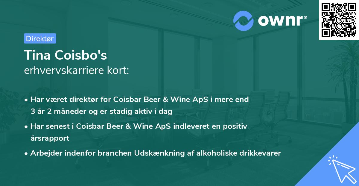 Tina Coisbo's erhvervskarriere kort