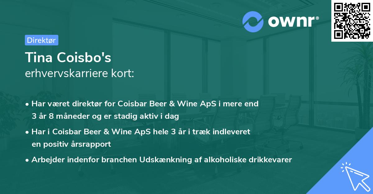 Tina Coisbo's erhvervskarriere kort