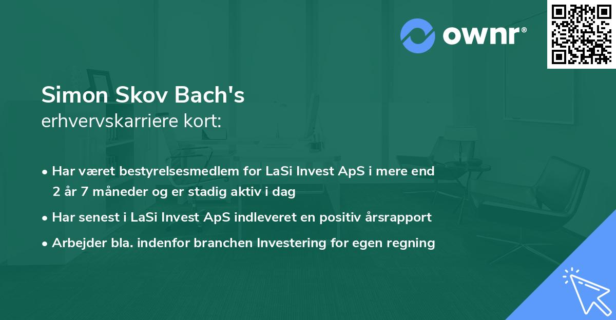 Simon Skov Bach's erhvervskarriere kort