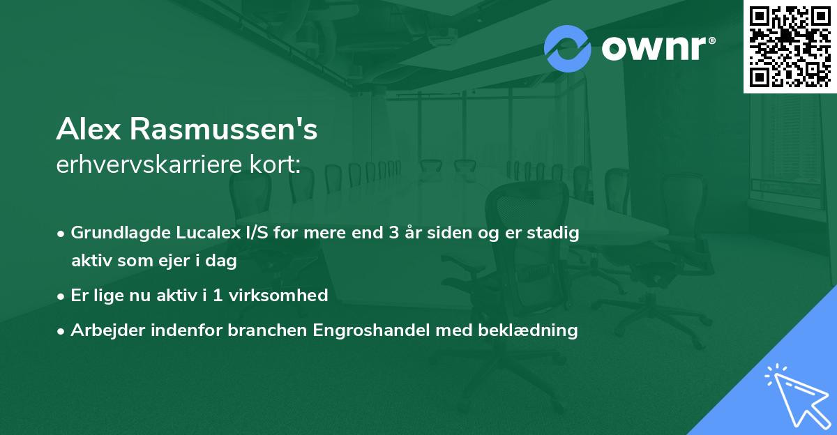 Alex Rasmussen's erhvervskarriere kort